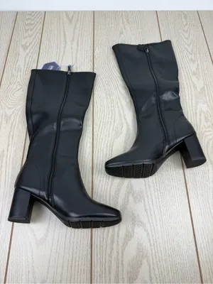 Aerosoles Women's Micah Block Heel Tall Boot 6.5W Black Faux Leather $140 thumbnail 2