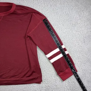 Varsity Stripe Oversized‎ Sweatshirt Women 2XL Maroon Preppy Retro Relaxed Fit thumbnail 7