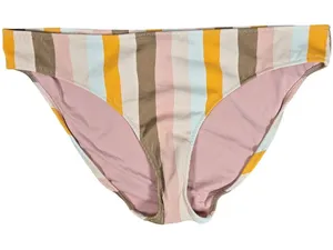 Aerie Ribbed Stripe Bikini Bottoms Ivory Gold Neutral Tan Size XXL‎ thumbnail 1