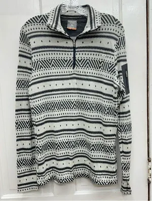 Icebreaker Fair Isle Vertex 100% merino wool 1/4 zip long sleeve shirt womens xl thumbnail 1