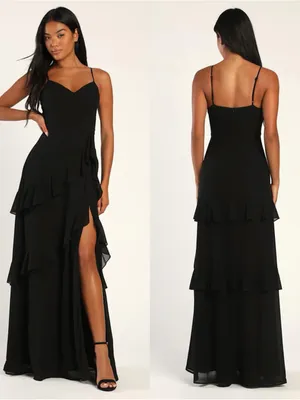 LULU’S Blessed with Beauty Black Ruffled Sleeveless Maxi Dress thumbnail 2