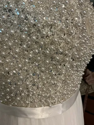 Say Yes to the Prom Ivory White Pearl & Sequin Halter Gown (NWT) thumbnail 2