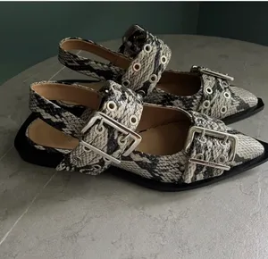 Ganni Wide Welt Buckle Ballerina Flats thumbnail 2