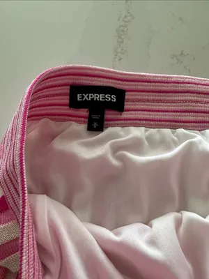 Express Striped knit cream pink and magenta longer skirt with side slit size M‎ thumbnail 2