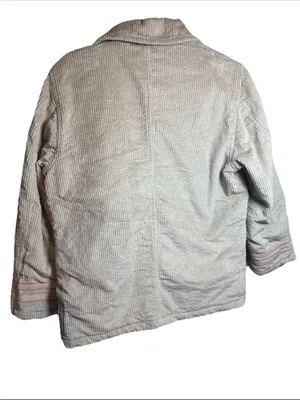 Vintage Replay And Sons Corduroy Pea Coat Beige/plaid Lining Size 6 Military thumbnail 5