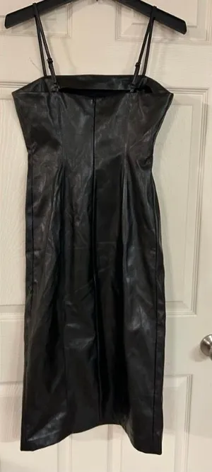 Steve Madden faux, leather black dress thumbnail 1