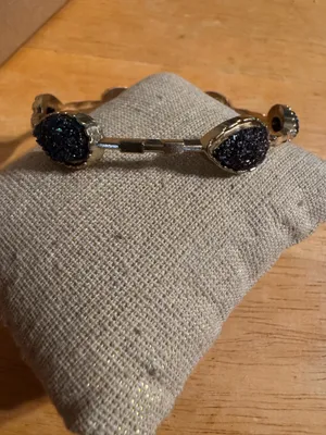 Gold Tone Faux Druzy Bangle Bracelet thumbnail 5