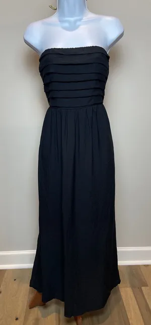 The Workshop Maxi Dress Size S Black Strapless Smocked Cotton New With Tag thumbnail 1