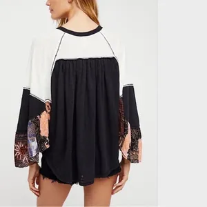 Free People Raglan Sleeve Blouse Black thumbnail 2