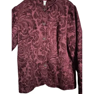 Coldwater Creek Jacket Maroon‎ Red Women Tapestry Button Up Long Sleeve SZ M thumbnail 6