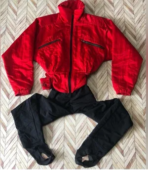Nils Vintage 1980s red and black skisuit with belt thumbnail 2