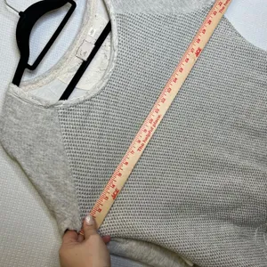 Postmark Gray Shimmer Waffle Knit Lace Trim Raglan Top Womens XL 3/4‎ Sleeve thumbnail 5