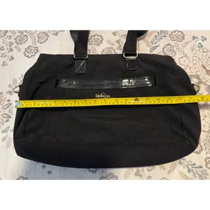 Kipling Tote Bag Womens Large Black Nylon Patent Trim Gold Hardware Multi Pocket thumbnail 3