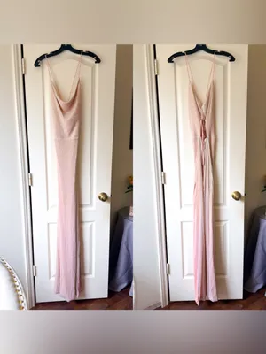 Gemeli‎ Power Metallic Gown Maxi Backless Rose Gold Size 6 GUC thumbnail 2