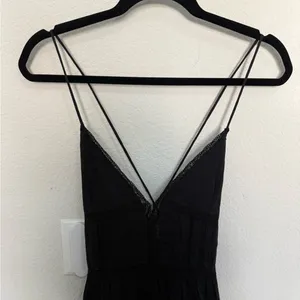 ZARA Black Lace Insert Open Back Strappy Midi Dress Large NEW thumbnail 6