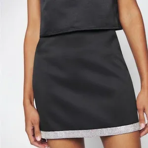 Reformation Tatiana Black Rhinestone Mini Skirt thumbnail 1
