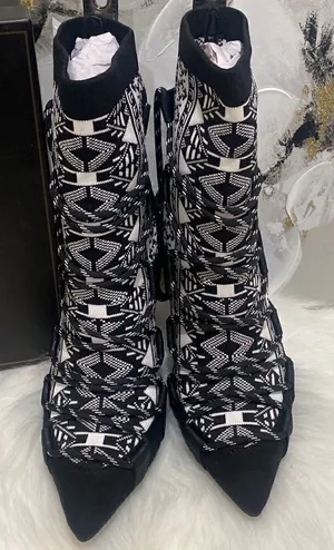 Stiletto Bootie Size 7.5 - Color- Black- White thumbnail 1