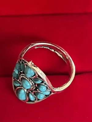 Vintage/Boho Design Faux Turquoise Stainless Steel Silver Ring Size 8 NWT thumbnail 3