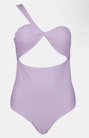 Aerie Padded one shoulder Textured One Piece Swimsuit beach vacation pool NEW thumbnail 1