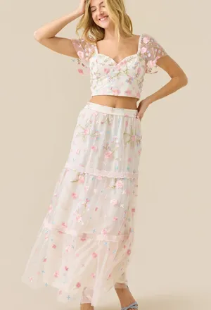 Altar’d State Ambrose Floral Embroidered Crop Top NWT Medium thumbnail 1