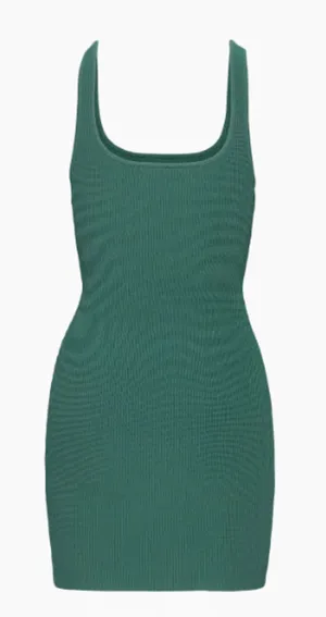 Aritizia Babaton Sculpt Knit Squareneck ribbed tank mini dress forest green Med thumbnail 1