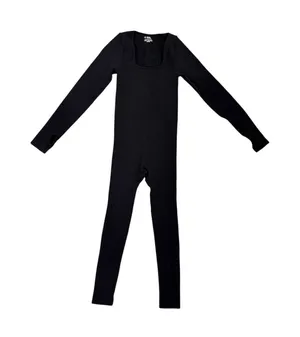 SHEIN One Piece Sculpt Black Ribbed Long Sleeve Layering Unitard Bodysuit XS thumbnail 1