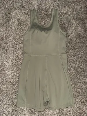 PAC 1980 Green Athletic One-Piece Romper with Built-in Bra thumbnail 2