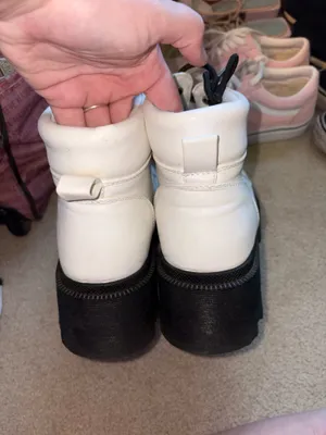 Forever 21 White Lace-Up Platform Combat Boots with Black Soles thumbnail 4