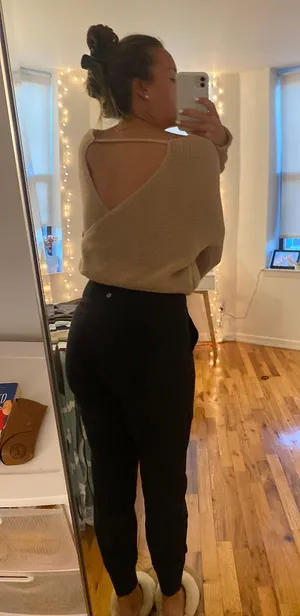 SheIn Cropped Crossover Sweater With Open Back thumbnail 2