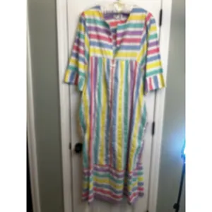 Styled by Saybury Women’s Rainbow Stripe Maxi Dress Pockets Boho Size XL Vintage thumbnail 2