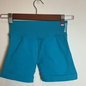 DFYNE Dynamic Seamless Scrunch Butt Gym Shorts Teal Blue High Waist Small XS thumbnail 3