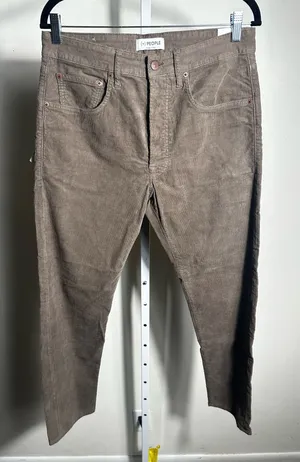 J177. (+) PEOPLE Rico Corduroy Pants Size 31 Fango Brown Made in Italy NWT thumbnail 1