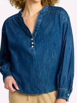 TIME AND TRU Denim Popover Top XL 27” p2p Indigo NWOT thumbnail 1