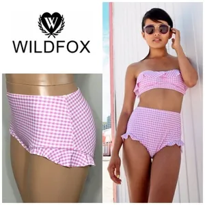 New. WILDFOX Gingham Frill bikini bottom. NWT thumbnail 2