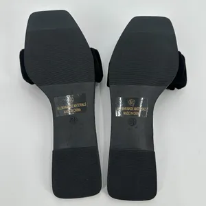 Lulus Sandals Womens 6.5 Black Ruched/Scrunch Strap Slide Square-Toe Casual Flat thumbnail 3