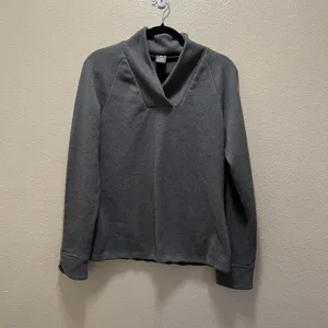 REI Sweater Heather Gray Shawl Collar Long Sleeve Pullover Fleece Sz M thumbnail 2