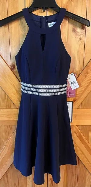 EMERALD SUNDAE Juniors' Embellished-Waist A-Line Dress size XXS nwt (3356) thumbnail 1