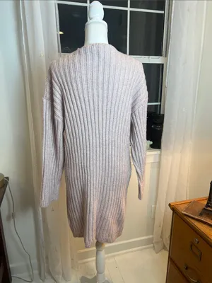 Express Cable Knit Long Sleeve sweater Dress - Pale Pink size large. thumbnail 3