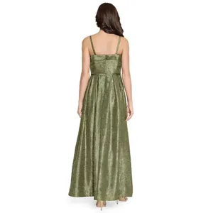 Tahari ASL Women's Sleeveless Ball Gown rich olive hue Size 14 Square‎ Neck thumbnail 2