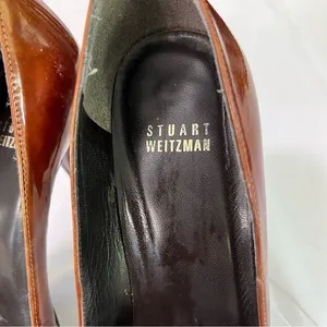 Stuart Weitzman Bronze Peeptoe Stiletto Heels Size 8 Corpcore 80s Power Dressing thumbnail 5