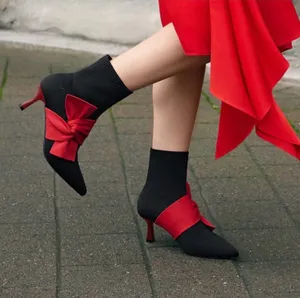 Vivaia Athena Pointed-Toe Ankle Heel Boots Black Ruby Red 39.5 US 8.5 thumbnail 1