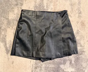Jason Wu Black Faux Leather Mini Skort thumbnail 1