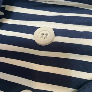 Express Women's S Blue White Striped Pleated Back Trench Coat Size Small Preppy‎ thumbnail 4