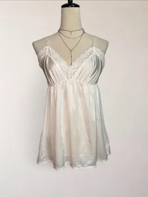 jcpenney Cream Satin Lace-Trim Chemise thumbnail 4