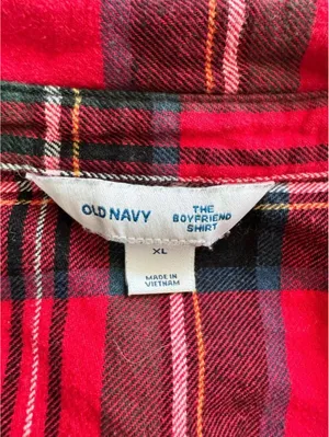Old Navy Plaid Button Down Shirt Bundle XL Red & Neutral Flannel Tops thumbnail 6