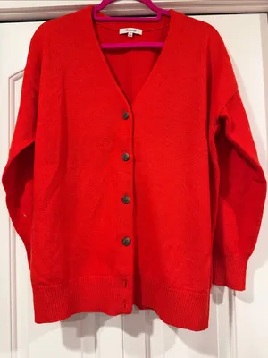 Madewell‎ Bright Red wool Button Cardigan small thumbnail 1