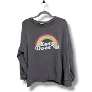 Wildfox Easy Does It Rainbow Sommers Sweatshirt Charcoal‎ Gray XXL Oversized thumbnail 3