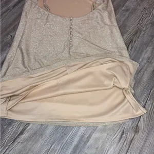 Princess Polly Womens Kailey Mini Dress Champagne Sparkly Spaghetti Size 6 Small thumbnail 7