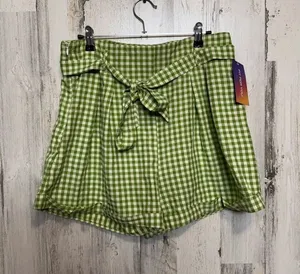 Green Gingham High Waist Tie Front Shorts Size XL thumbnail 1