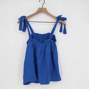 HM Royal Blue Tie Shoulder Ruffle Camisole Tank Top Viscose Size M thumbnail 5